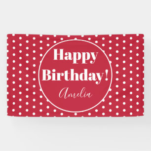 Happy Birthday Personalised Red Polka Dot Birthday Banner