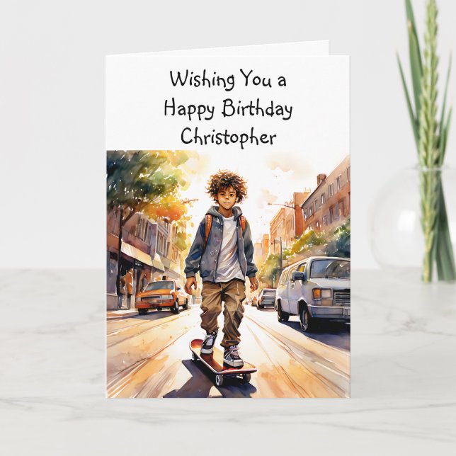 Happy Birthday Personalised | Skateboarder Card (Front)