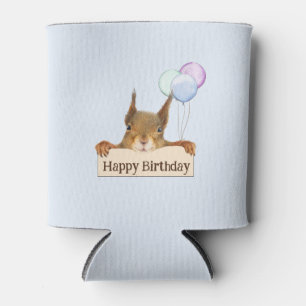 Happy Birthday Personalised Squirrel Balloon  Can Cooler
