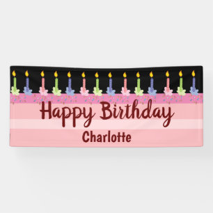 Happy Birthday Personalized Name Cute Cake Banner
