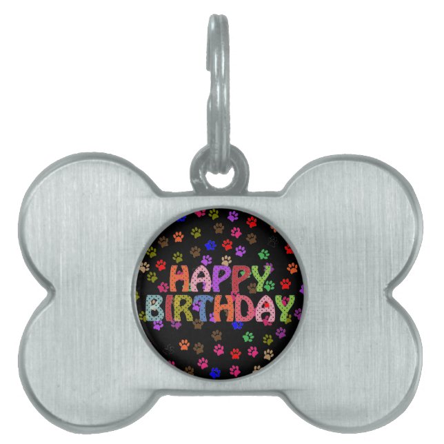 Happy Birthday Pet Name Tag (Front)