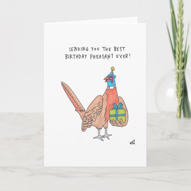 Happy Birthday Pheasant Bird Card (Front)