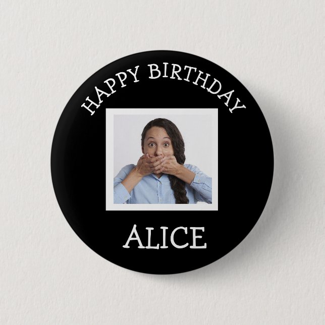 Happy Birthday Photo  6 Cm Round Badge (Front)