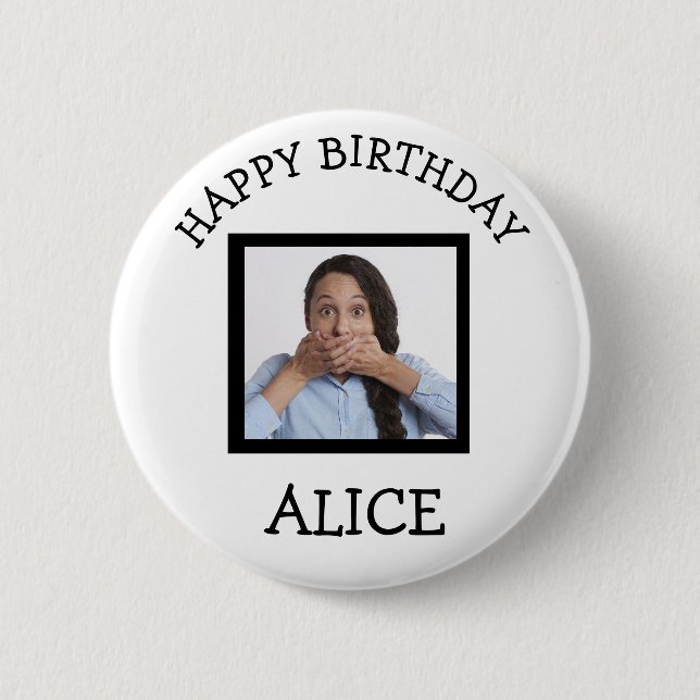 Happy Birthday Photo 6 Cm Round Badge (Front)