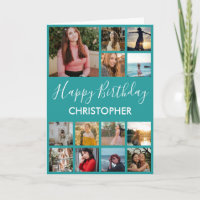 Happy Birthday Photo Collage 13 Photos Teal