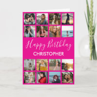Happy Birthday Photo Collage 16 Photos Hot Pink