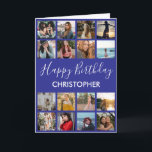 Happy Birthday Photo Collage 16 Photos Navy Blue Card<br><div class="desc">Happy Birthday Photo Collage 16 Photos for Any Age Navy Blue Birthday Card. 1st 13th 15th 16th 18th 20th 21st 30th 40th 50th 60th 70th 80th 90th 100th,  Any Ages. For further customisation,  please click the "Customise it" button and use our design tool to modify this template.</div>