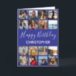 Happy Birthday Photo Collage 16 Photos Navy Blue Card<br><div class="desc">Happy Birthday Photo Collage 16 Photos for Any Age Navy Blue Birthday Card. 1st 13th 15th 16th 18th 20th 21st 30th 40th 50th 60th 70th 80th 90th 100th,  Any Ages. For further customisation,  please click the "Customise it" button and use our design tool to modify this template.</div>