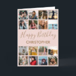 Happy Birthday Photo Collage 16 Photos Pink & Gold Card<br><div class="desc">Happy Birthday Photo Collage 16 Photos for Any Age Pink and Gold Birthday Card. 1st 13th 15th 16th 18th 20th 21st 30th 40th 50th 60th 70th 80th 90th 100th,  Any Ages. For further customisation,  please click the "Customise it" button and use our design tool to modify this template.</div>