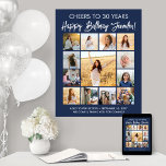 Happy Birthday Photo Collage Navy Blue and White Poster<br><div class="desc">Add a stylish personalised Happy Birthday wish to party decorations with a modern photo collage 24"x30" poster. The pictures and all wording on this downloadable sign template are simple to customise. The colours and font styles are easy to change with the Zazzle Design Editor tool. The navy blue and white...</div>