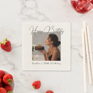Happy Birthday Photo Custom birthday Napkin