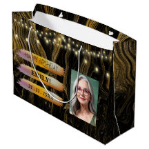 Happy Birthday photo Elegant Black white Party