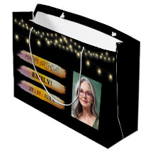 Happy Birthday photo Elegant Black white Party