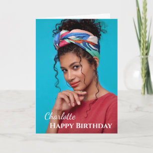 Happy Birthday Photo Elegant Modern Personalise  Card