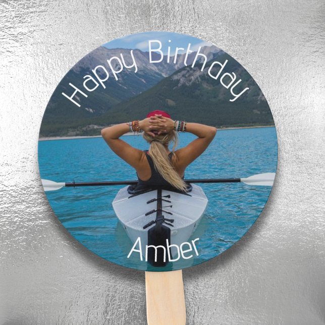 Happy Birthday Photo  Hand Fan (Personalized Circle Photo Birthday Hand Fan)