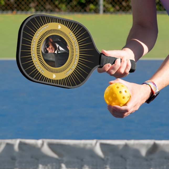 Happy Birthday Photo Him Her Elegant Personalise Pickleball Paddle (Insitu)