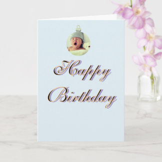 happy birthday photo name kids blue card