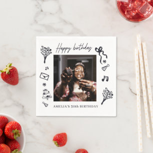 Happy Birthday Photo Personalised birthday Napkins