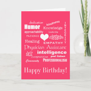 Happy Birthday/Physician Assistant Attributes/Pink Card