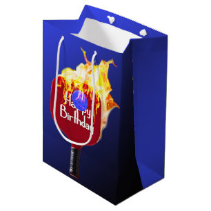 Happy Birthday Pickleball Paddle On Fire Medium Gift Bag