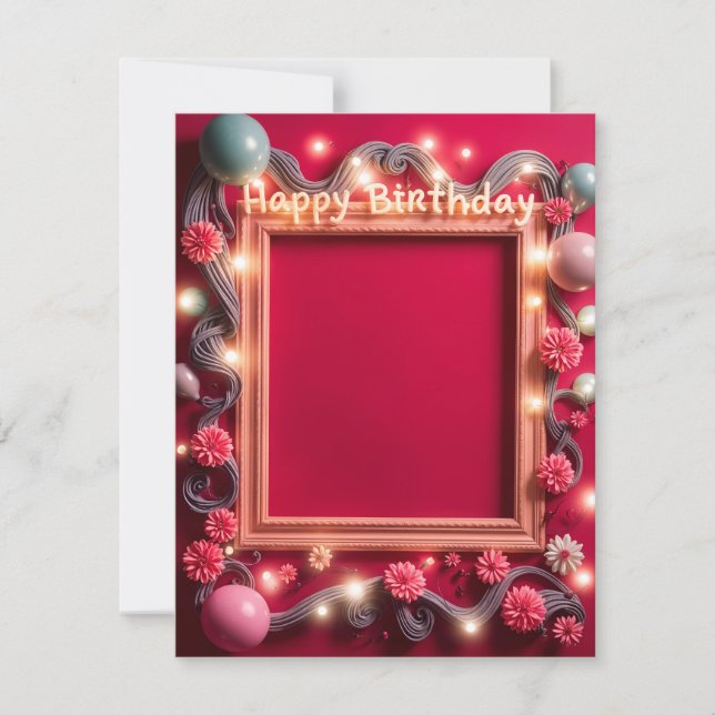 Happy Birthday Picture Frame Card Design (Front)