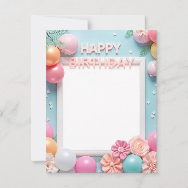 Happy Birthday Picture Frame Card Design (Front)