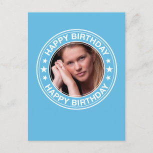 Happy Birthday Picture Frame in Blue Postcard