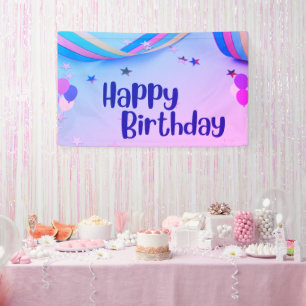 Happy Birthday Pink and Blue Banner