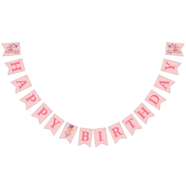 Happy Birthday Pink Axololt for Axololt Party Bunting (All)