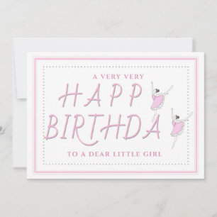 Happy Birthday Pink Ballerina Dear Girl Thank You Card