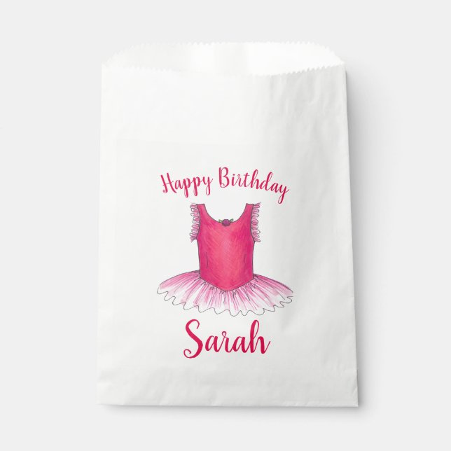 Happy Birthday Pink Ballet Dance Ballerina Tutu Favour Bag (Front)