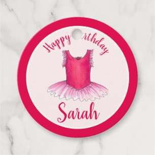 Happy Birthday Pink Ballet Dance Ballerina Tutu Favour Tags