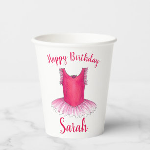 Happy Birthday Pink Ballet Dance Ballerina Tutu Paper Cups
