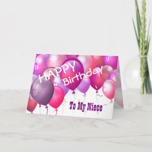Happy Birthday Pink Balloons with Role NIECE Card