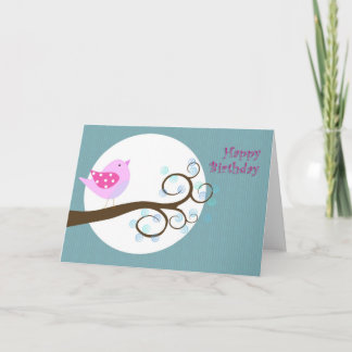 Happy Birthday pink bird Card
