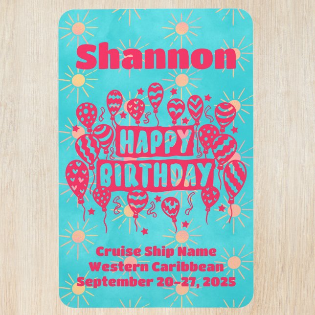 Happy Birthday Pink Blue Cruise Door Magnet (Creator Uploaded)