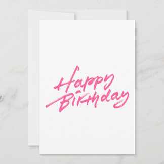 Happy Birthday Pink Brush Stroke Design Invitation
