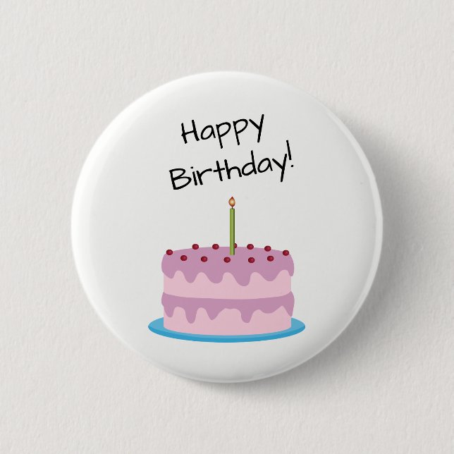 Happy Birthday Pink Cake 6 Cm Round Badge (Front)