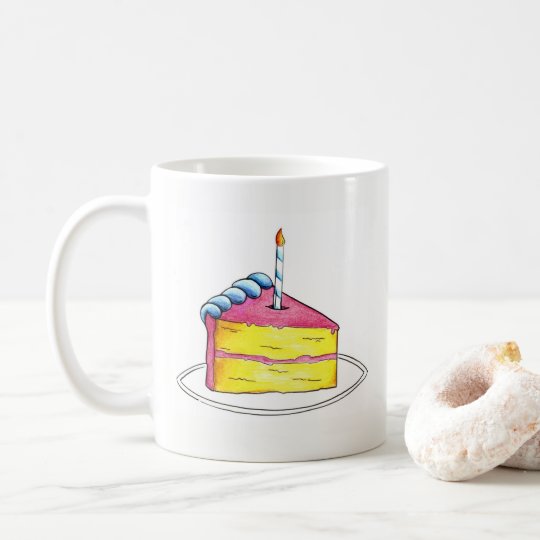 Happy Birthday Pink Cake Candle Personalised Coffee Mug
