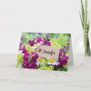 Happy Birthday Pink Cake Personalise Greeting Card