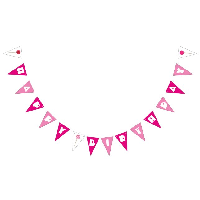 Happy Birthday Pink Cake Pops Sprinkles Party Bunting (All)