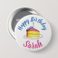 Happy Birthday Pink Cake Slice Candle Party Favour