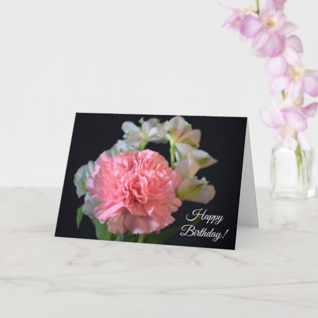 Happy Birthday Pink Carnation Greeting Card (Orchid)