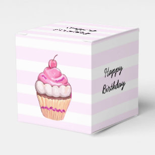Happy Birthday Pink Cherry Cupcake Box