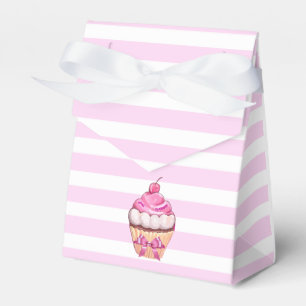 Happy Birthday Pink Cherry Cupcake with Bows Box