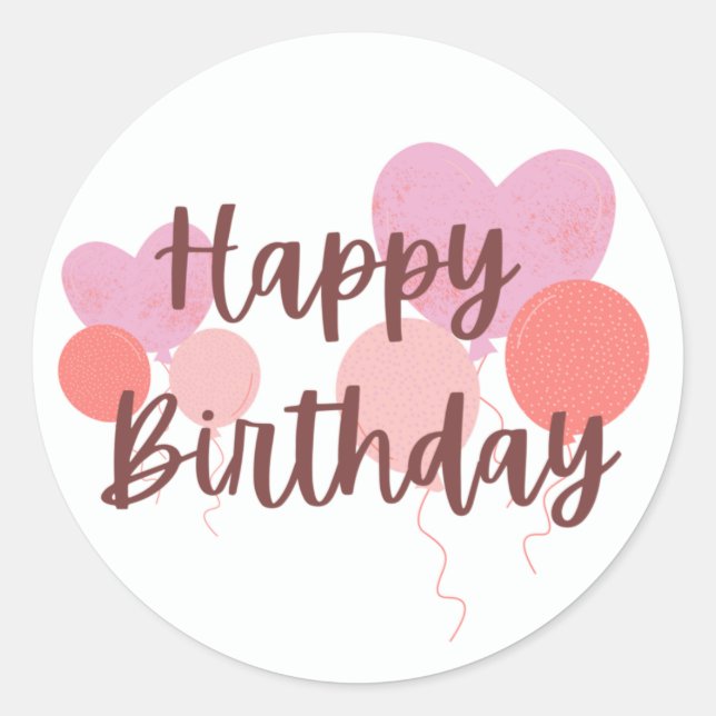 Happy Birthday Pink  Classic Round Sticker (Front)