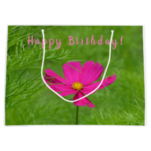 Happy Birthday Pink Cosmos Large Gift Bag