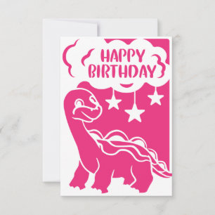 Happy Birthday pink Dinosaur Greeting Card
