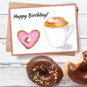 Happy Birthday Pink Doughnut Latte Card