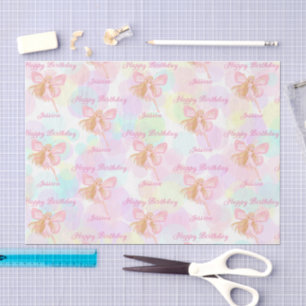 happy birthday pink fairy pattern girl cute chic tissue paper